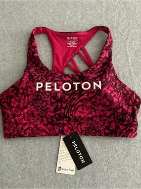 Peloton Women's Magenta Patterned Strappy Racerback Sports Bra